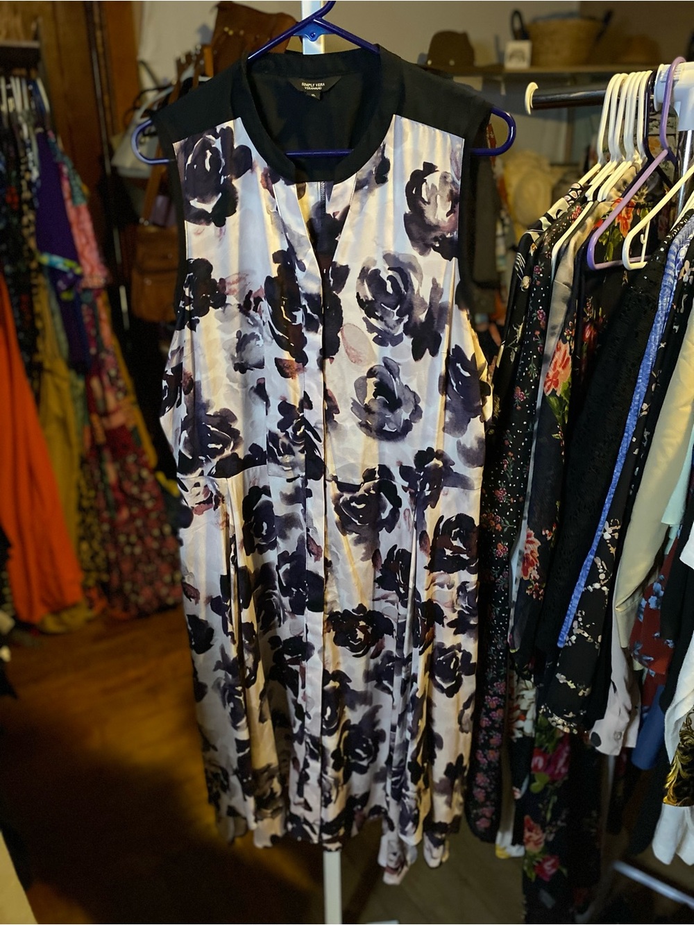 Simply Vera Vera Wang Black and White Floral Midi Dress